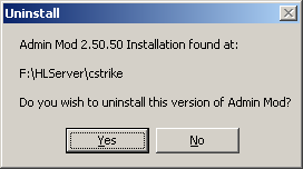 a single mod uninstallation prompt