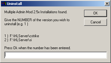 multiple admin uninstall options